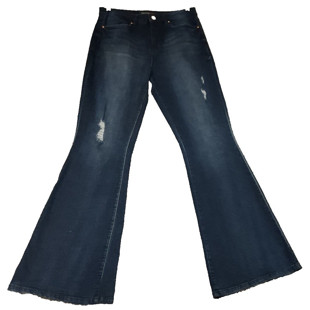 VTG YMI Juniors Y2k 90s Low Rise Flared Leg Dark Wash Booty Jeans 13/31 (32x30)
